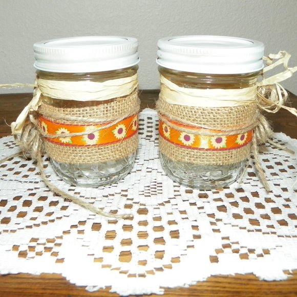 4 Wedding Glass Table Party Favor Fall Burlap - Picture 2 of 10